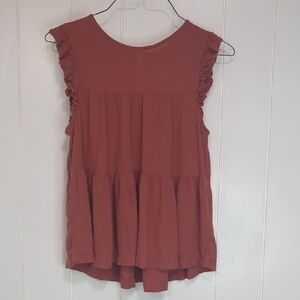 ❤️5/$25 American Eagle Outfitters Rust Ruffle Blouse